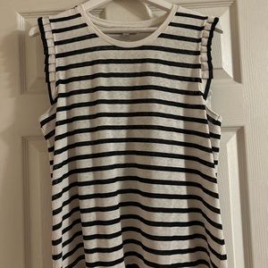 Loft. L. Sleeveless.  White/navy stripe.